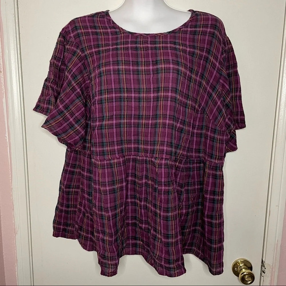 3. Terra & Sky Short Sleeve Pullover Relaxed Fit Top - Picture 5 of 7